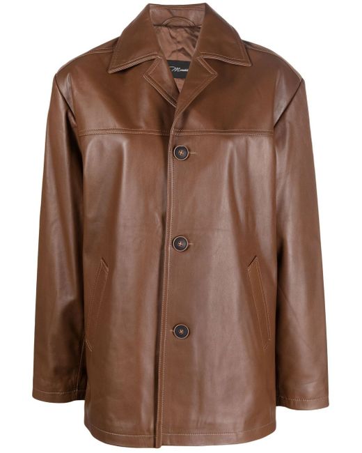 Manokhi button-front leather coat