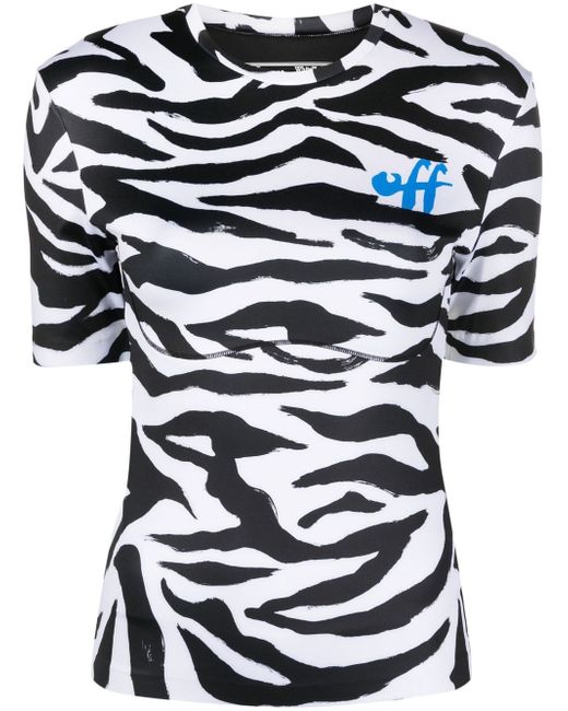 Off-White zebra-print logo-print top