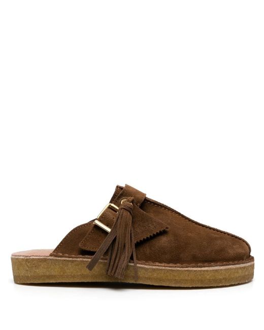 Clarks suede-leather buckled mules