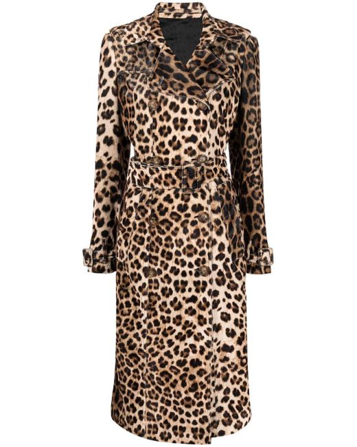 Philipp Plein leopard-print trench coat
