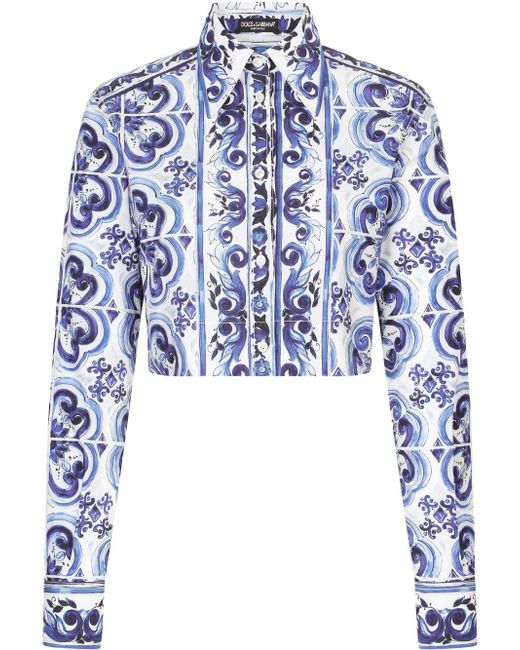 Dolce & Gabbana Majolica-print cropped shirt