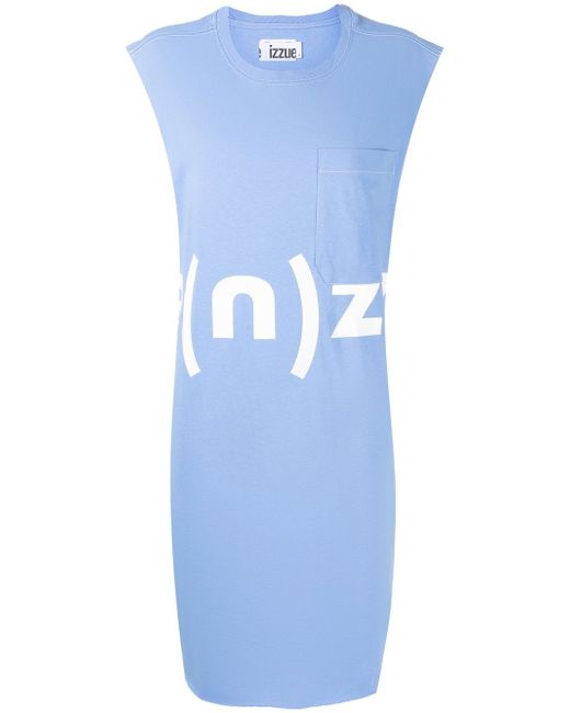 Izzue logo-print sleeveless T-shirt dress