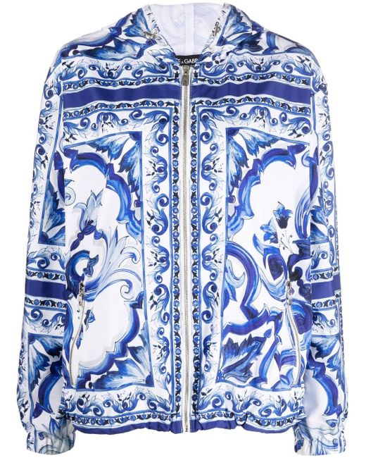 Dolce & Gabbana Majolica-print hooded windbreaker