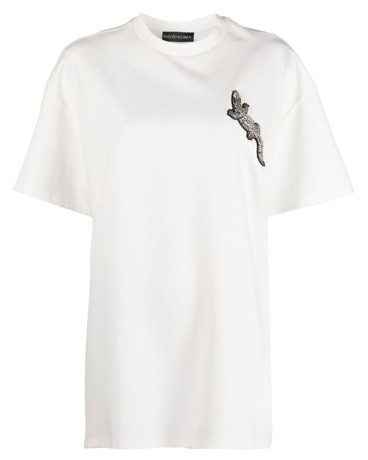 David Koma crystal-embellished drop-shoulder T-Shirt