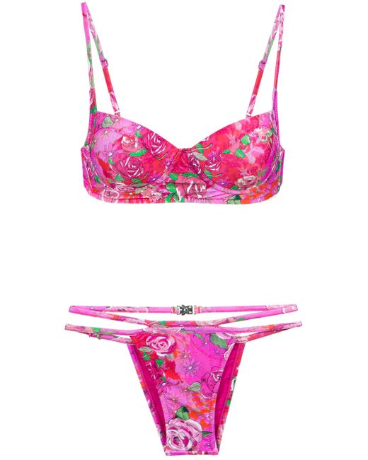 Amir Slama rose print bikini set