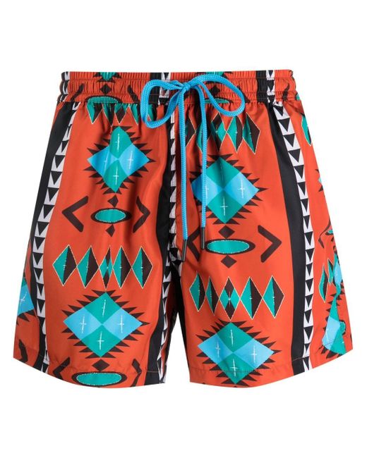 Nos Beachwear abstract-print swim shorts