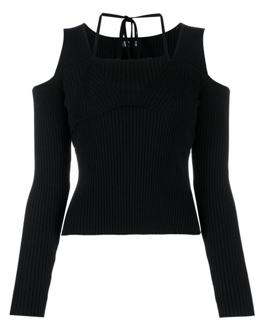 Versace Jeans Couture open-shoulder ribbed jumper