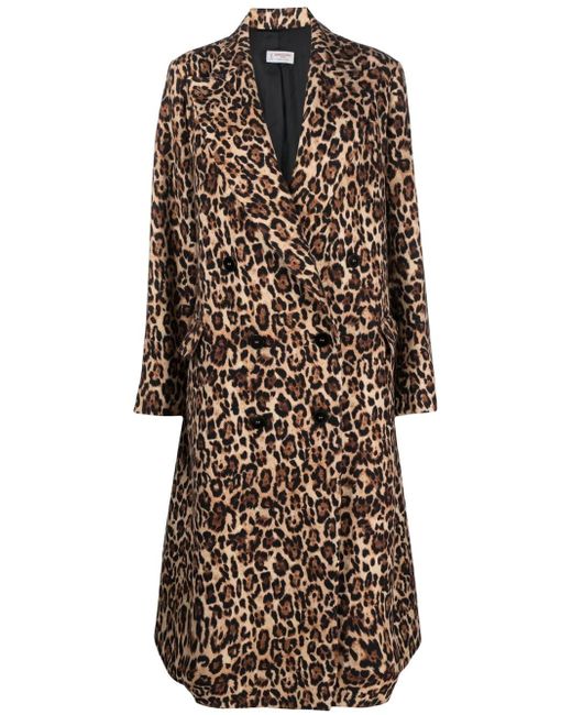 Alberto Biani double breasted leopard print coat