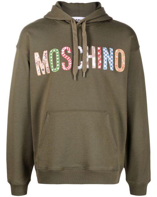 Moschino patchwork-logo drawstring hoodie