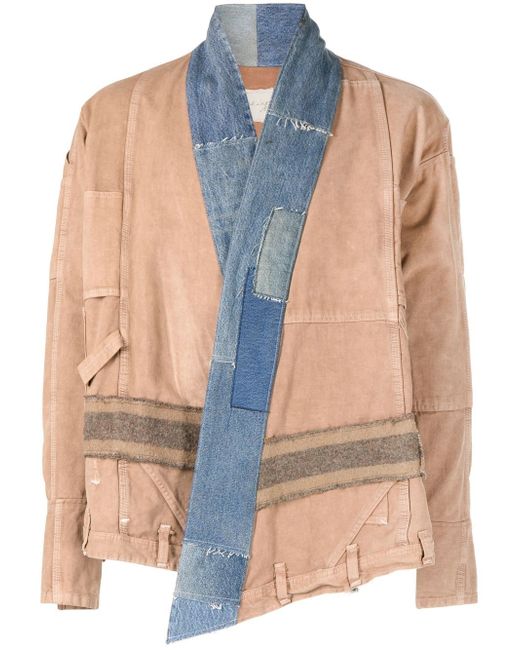Greg Lauren patchwork-design denim-trim jacket