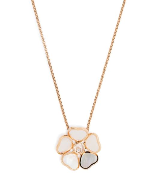 Chopard 18kt rose Happy Hearts Flower diamond necklace