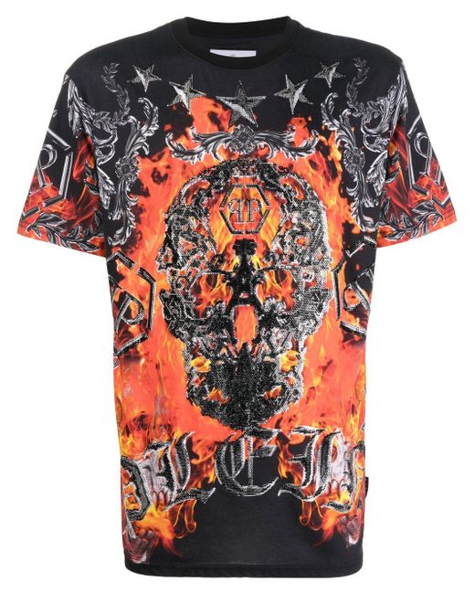 Philipp Plein flame-print short-sleeve T-shirt