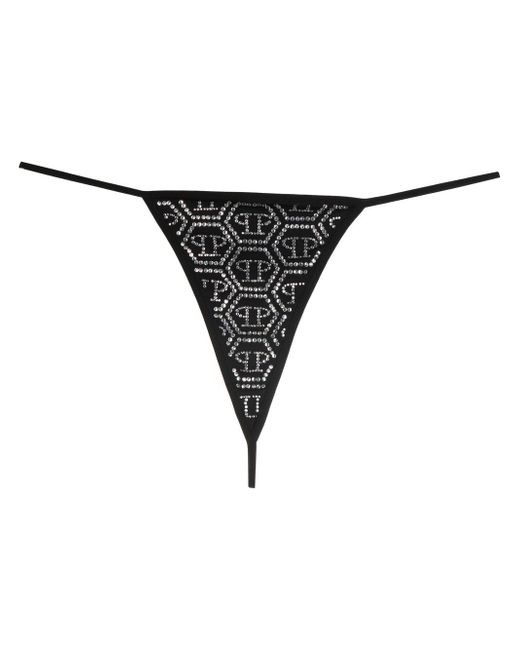 Philipp Plein rhinestone-embellished logo thong