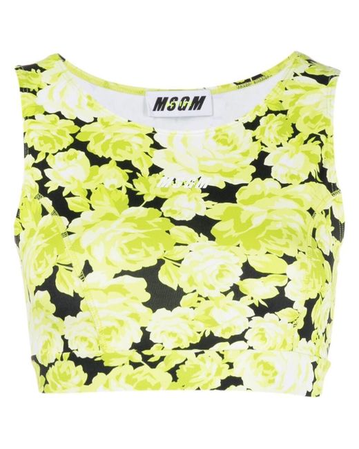 Msgm floral-print cropped vest