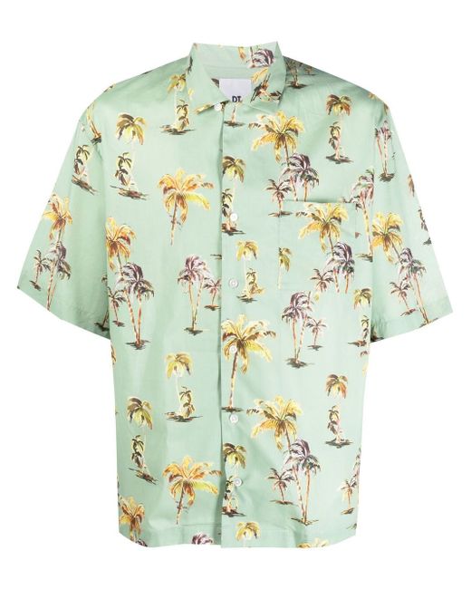 PT Torino palm tree-print cotton shirt