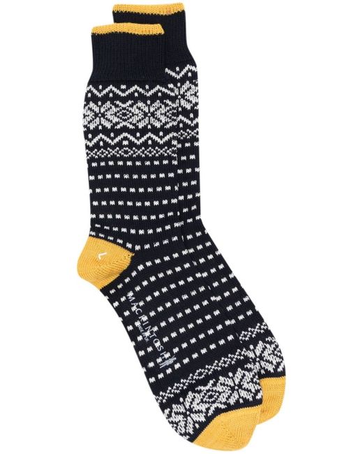 Mackintosh Navy Merino Wool Fair Isle Socks