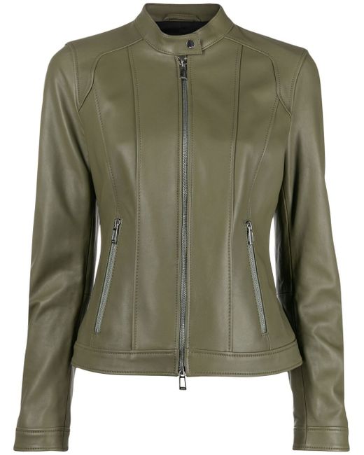 Hugo Boss collarless leather jacket