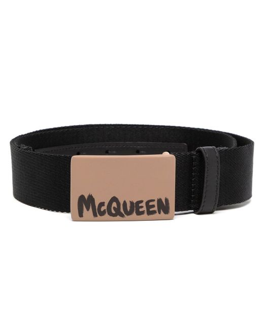 Alexander McQueen logo-print buckle belt