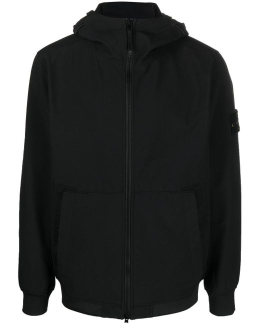 Stone Island Compass-patch hooded zip-up jacket