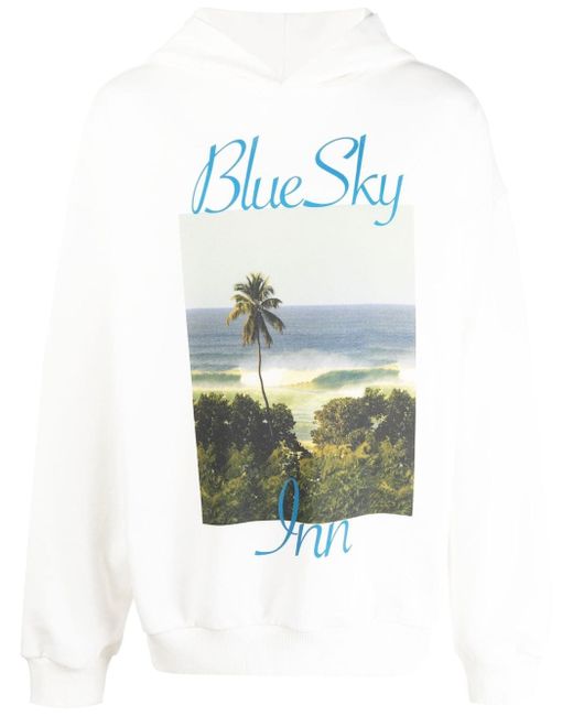 Blue Sky Inn beach-print cotton hoodie