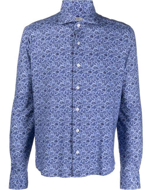 Orian floral-print spread-collar shirt