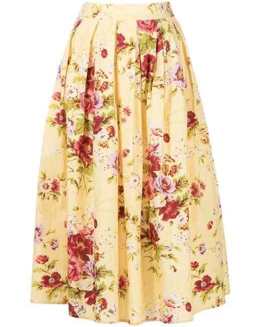 Batsheva floral-print pleated skirt