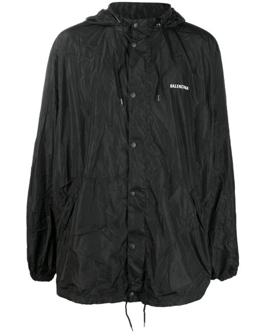 Balenciaga logo-print hooded raincoat jacket