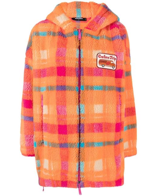 Dsquared2 Camping Crew check teddy hooded jacket
