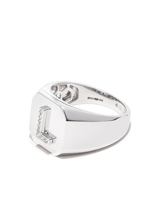 Shay 18kt white gold Champion initial ring