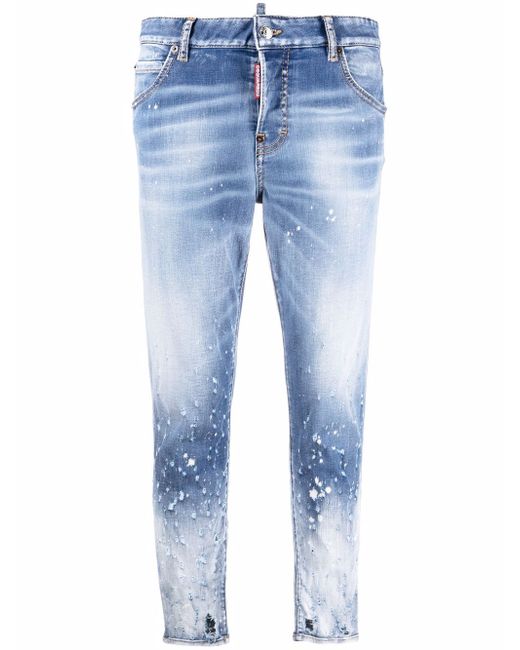 Dsquared2 cropped distressed-effect skinny jeans