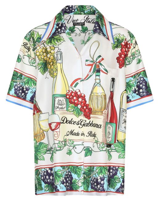 Dolce & Gabbana graphic-print silk-twill shirt