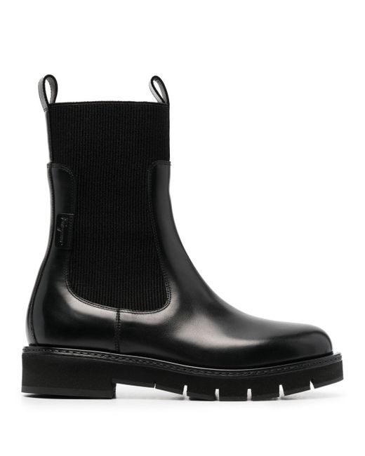 Salvatore Ferragamo cleated-sole leather Chelsea boots