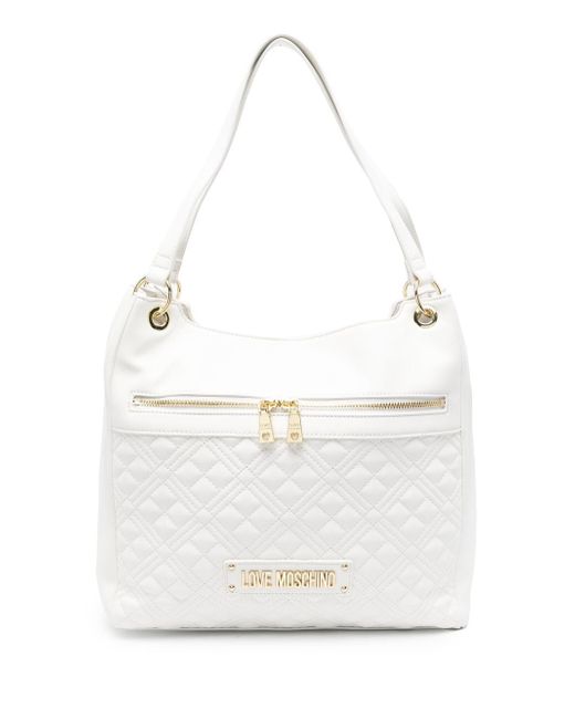 Love Moschino logo-plaque quilted tote bag