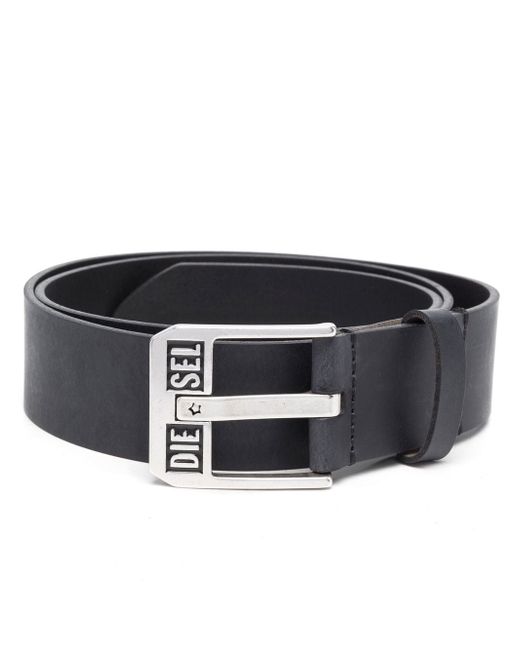 Diesel logo-buckle buffalo leather belt