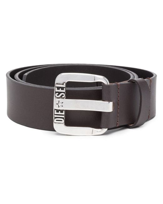 Diesel logo-buckle buffalo leather belt