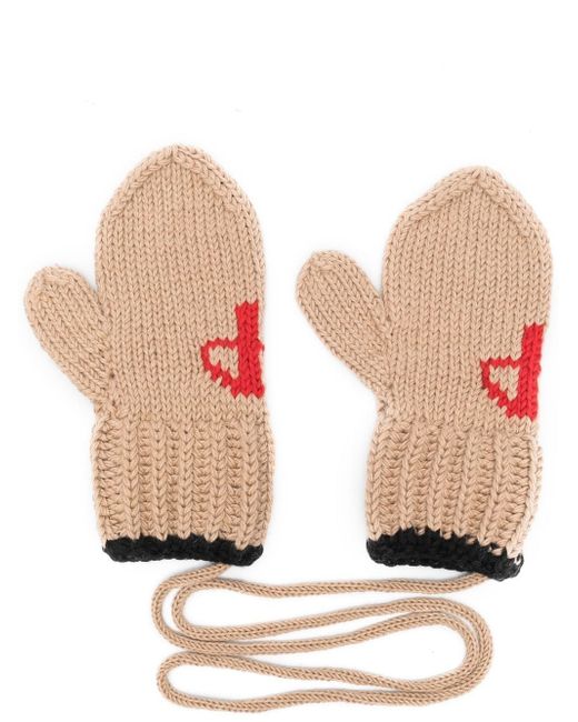Patou logo-print wool mittens