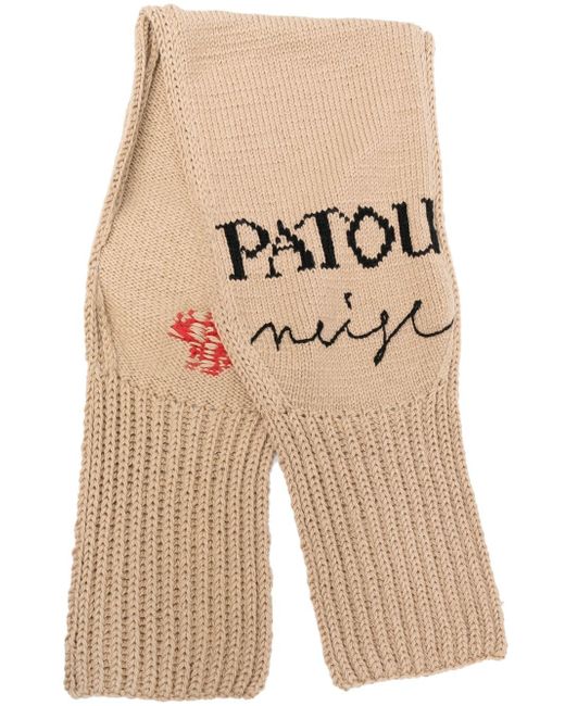 Patou logo-print wool scarf