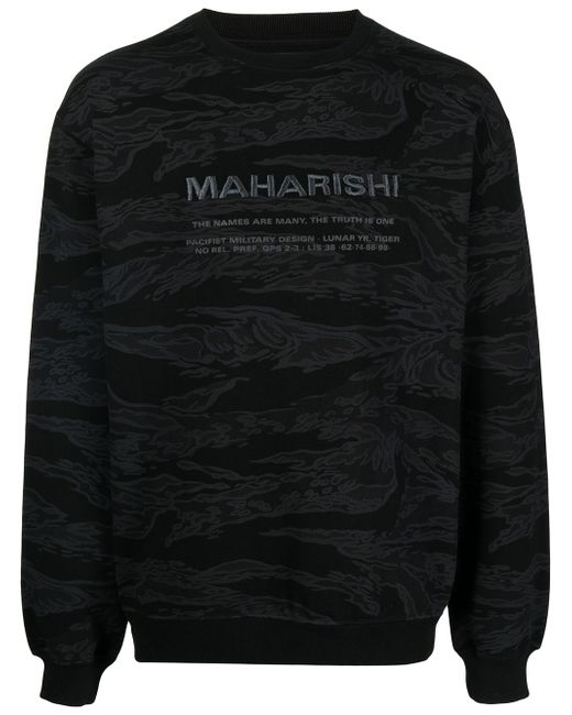 Maharishi logo-print marbled sweatshirt