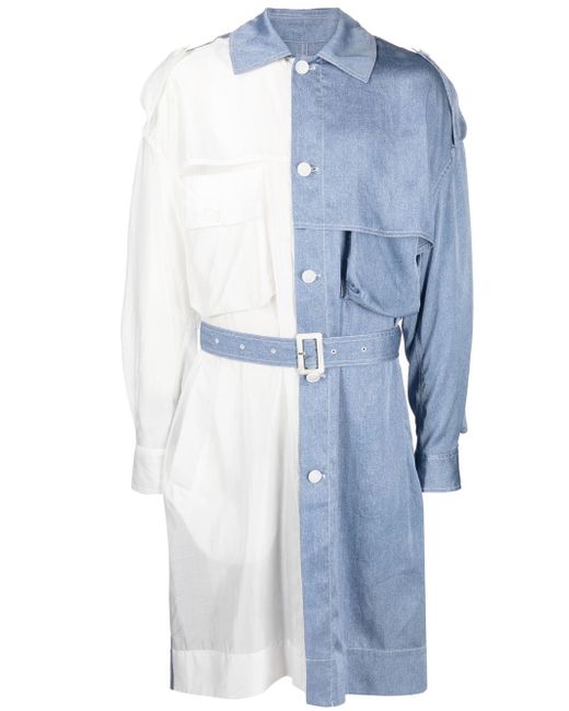 Feng Chen Wang two-tone belted trench coat