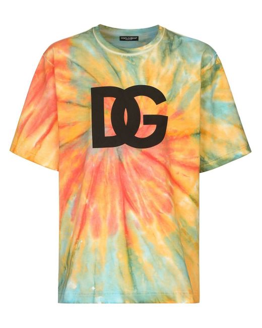 Dolce & Gabbana tie-dye logo-print technical T-shirt