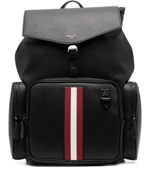 Bally stripe-trim leather backpack