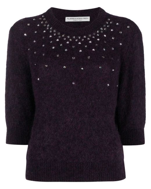 Alessandra Rich studded knitted top