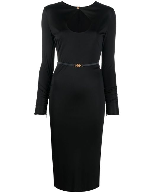 Versace belted fitted midi dress