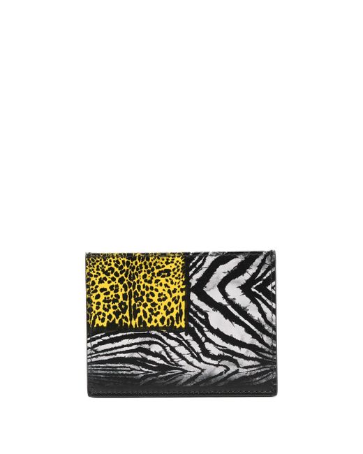 Roberto Cavalli animalier patchwork-print leather cardholder