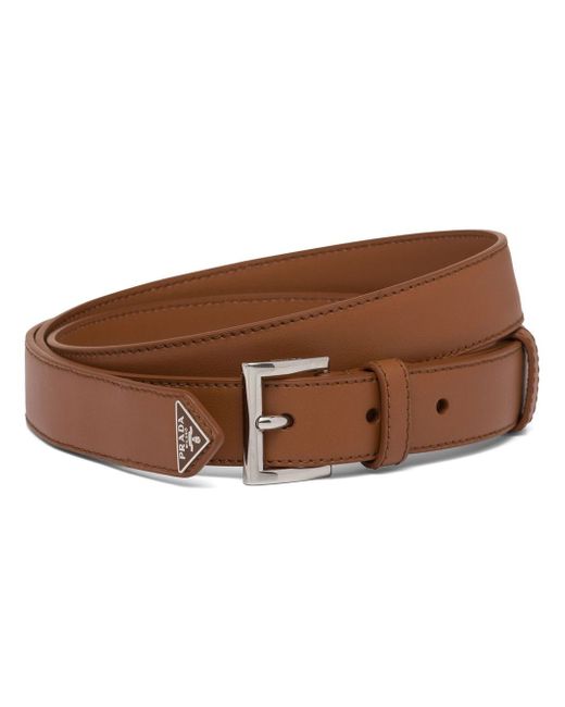 Prada triangle-logo leather belt