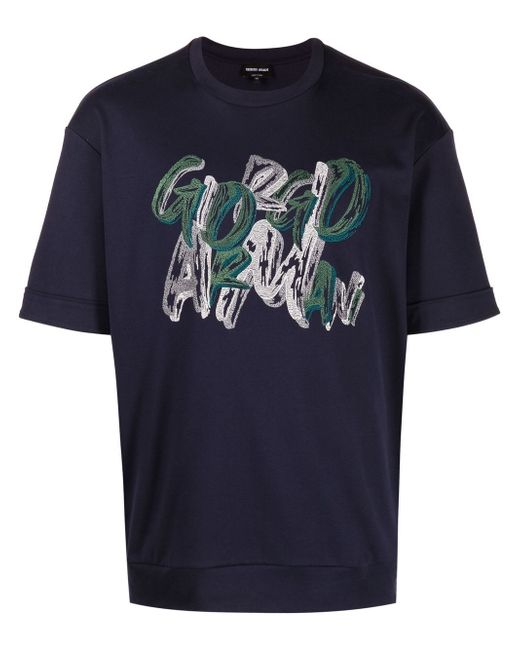 Giorgio Armani graphic logo-print cotton T-shirt