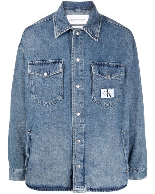 Calvin Klein Jeans logo-patch detail denim shirt
