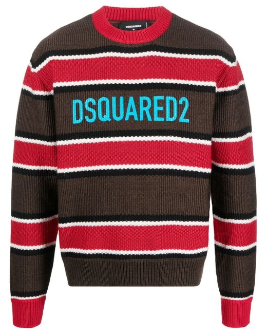 Dsquared2 jacquard logo striped jumper