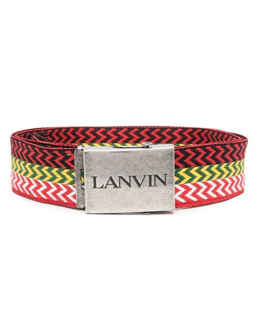 Lanvin logo-buckle striped belt