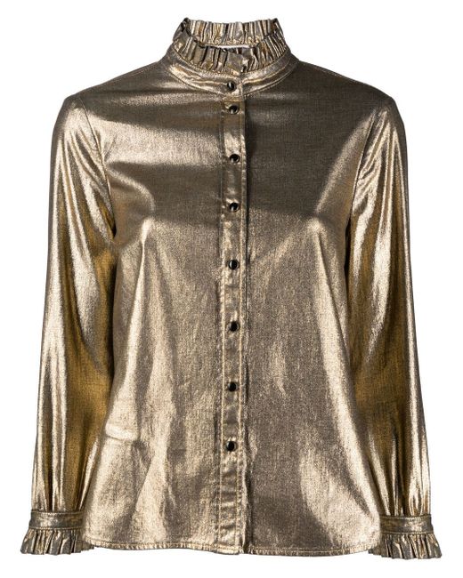 Saint Laurent ruffled collar metallic blouse